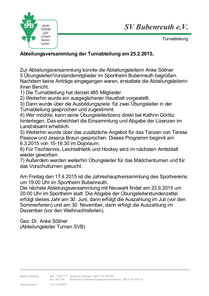 2015 Abteilungsversammlung