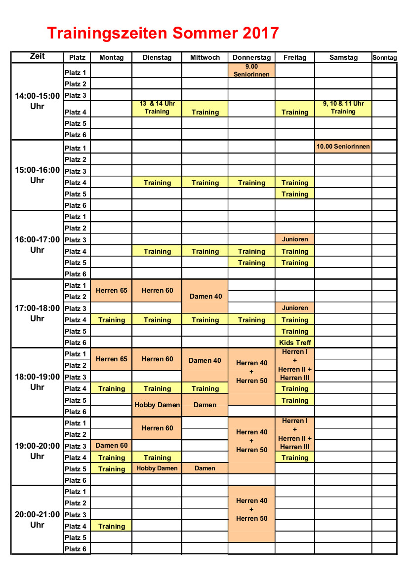 Trainingszeiten Platzbelegung 2017 Seite 2