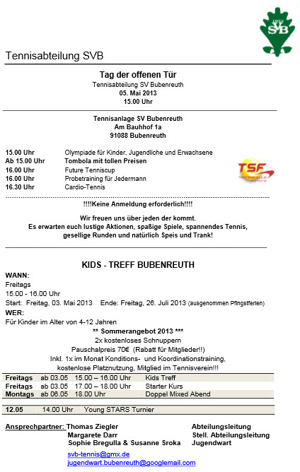Tennisabteilung SVB Gemeindeblatt Mai 2013-1